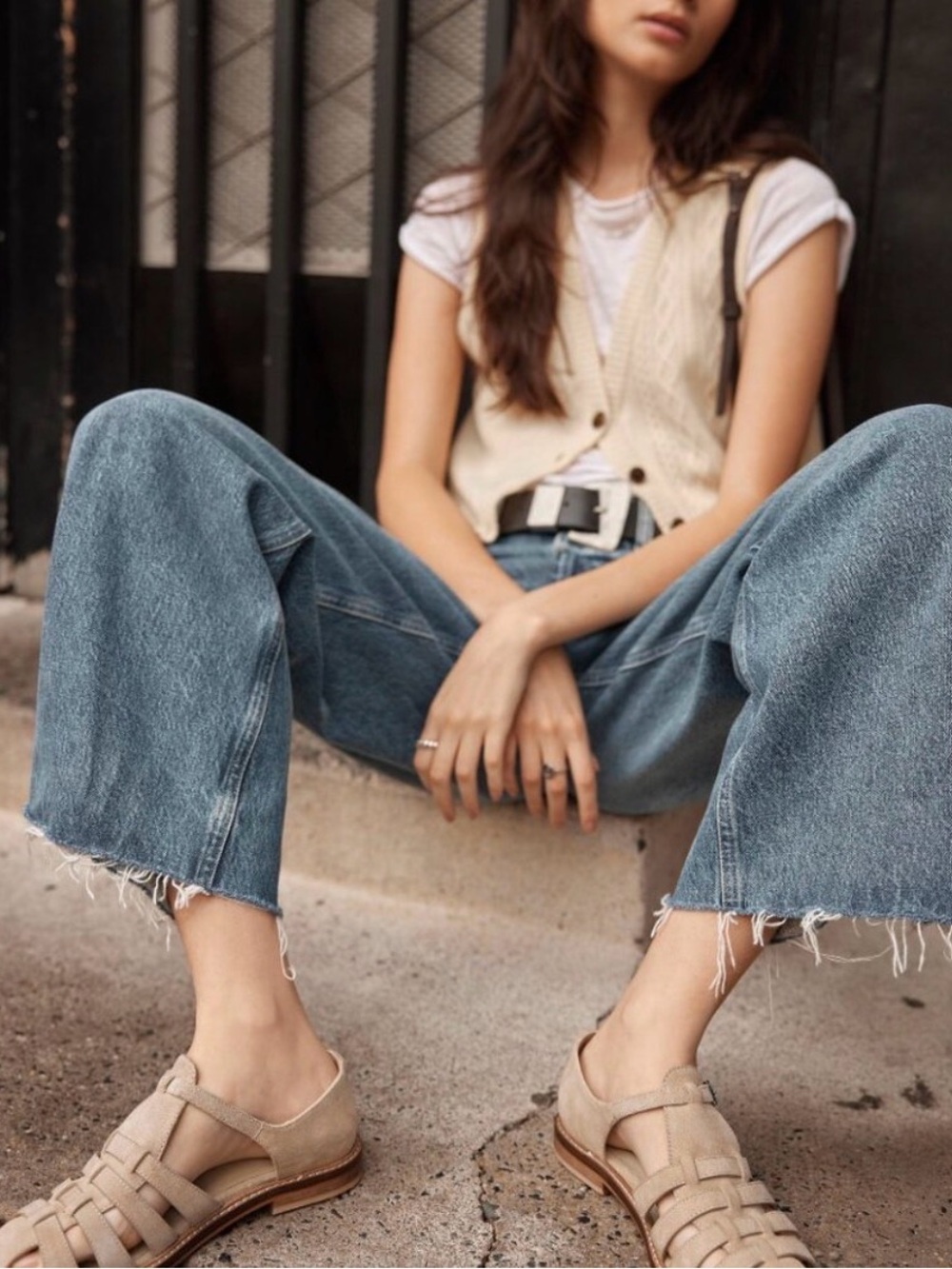Free People Beige Suede Fisherman Sandals - Picture 3 of 9